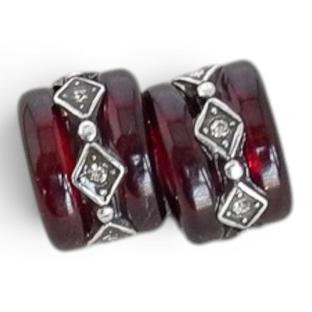 Brighton Soleil Spacer Beads Set of 2 Brown Acrylic Rhinestone Crystal Charm